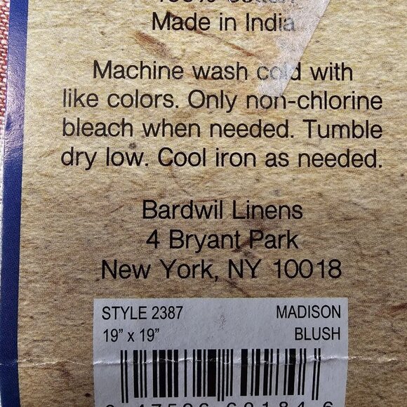 Bardwil Madison Stripe White And Blush Napkins Set Of 4 NIP - Picture 4 of 6